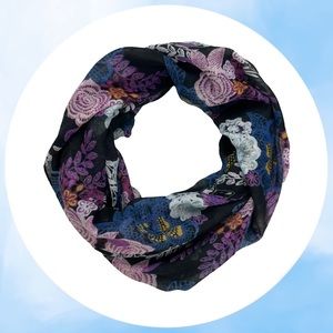 💙 3 for $12 Charming Charlie Black Floral Infinity Scarf Lightweight